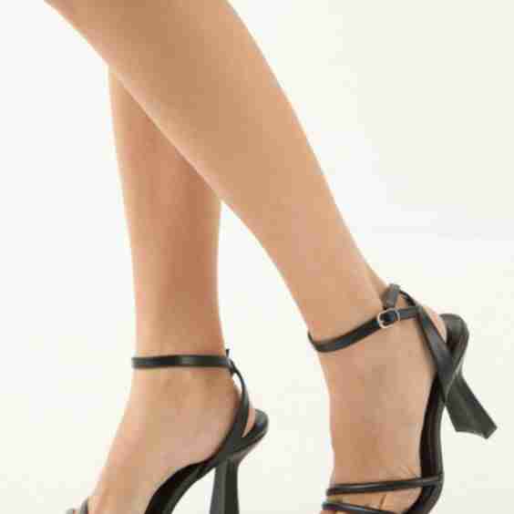 Faux Leather Double Strap Barely There High Stiletto Heel Sandals