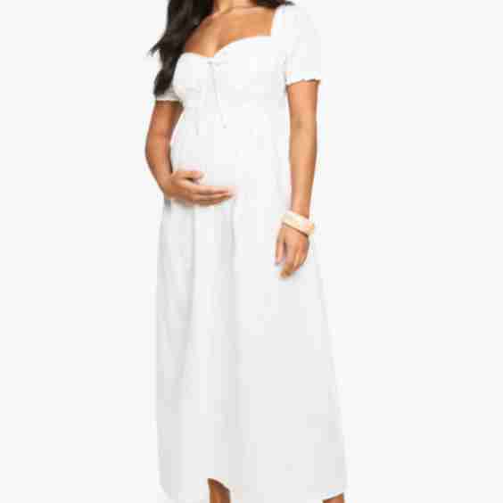Maternity Cotton Milkmaid Midaxi Skater Dress