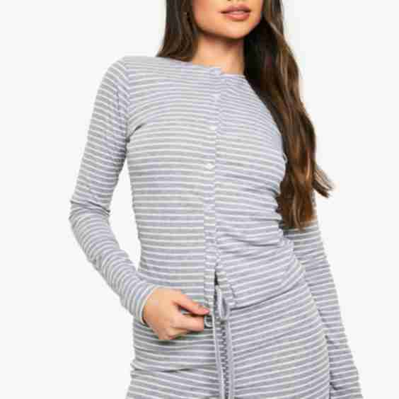 Stripe Button Up Long Sleeve Top