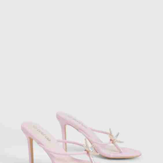Embellished Starfish Toe Post Heeled Mules