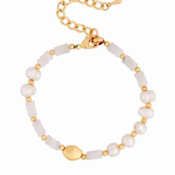 Gold Plated Pearl And Bead Bracelet
