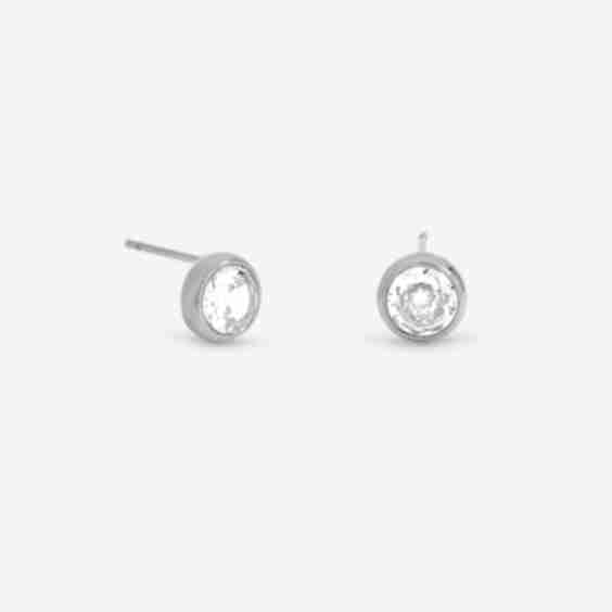 Plated Waterproof Bezel Stud Earrings
