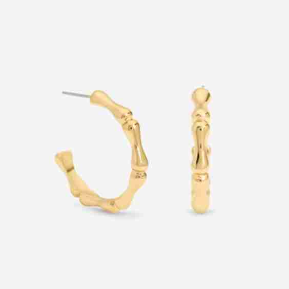 Polished Bamboo Hoop Earrings
