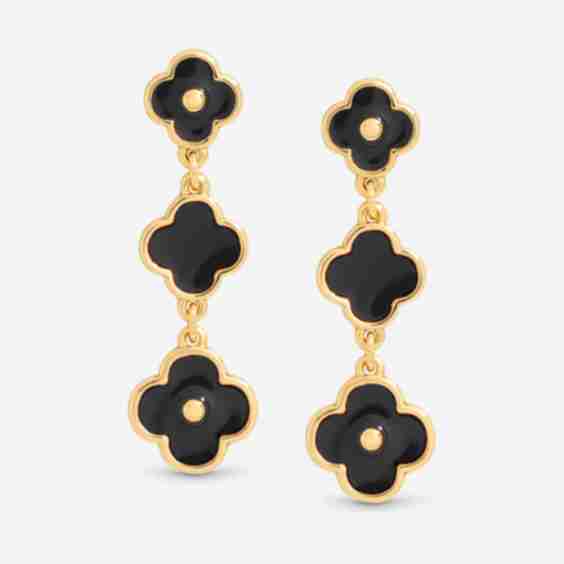 Jet Clover Multi Row Earrings
