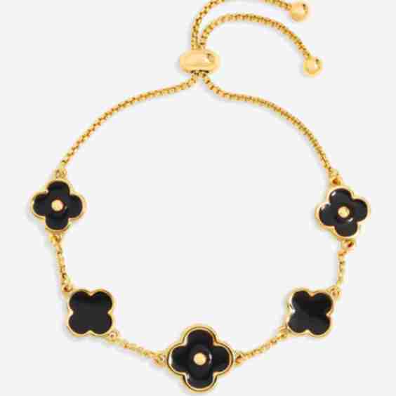 Jet Clover Multi Row Bracelet