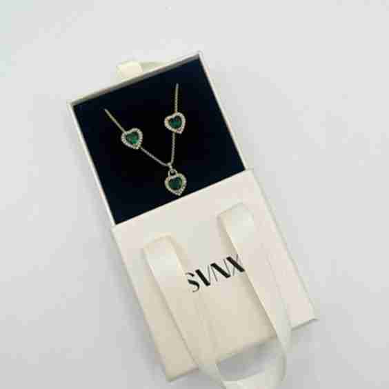 Diamante Heart Necklace and Earrings Set 