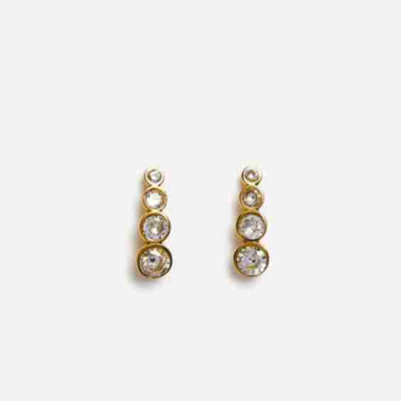 Dazzle Gold Crystal Four Stone Drop Earrings