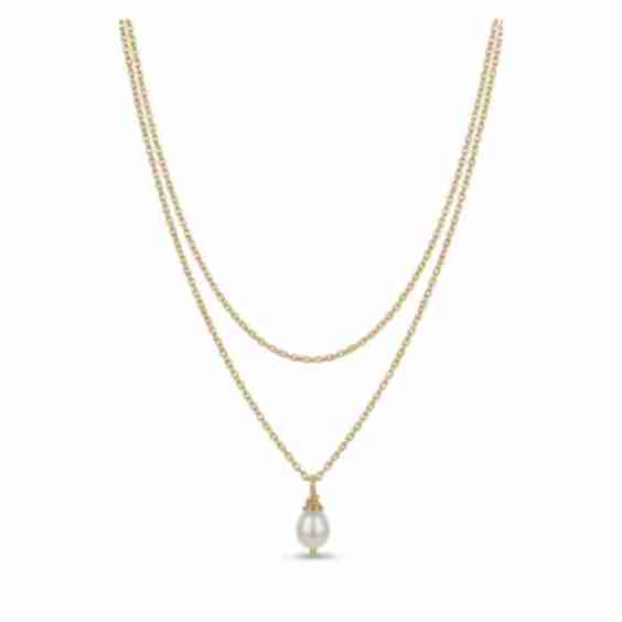 Plated Pearl Layered Necklace