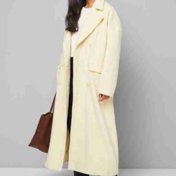 Double Breasted Twill Scarf Detail Coat