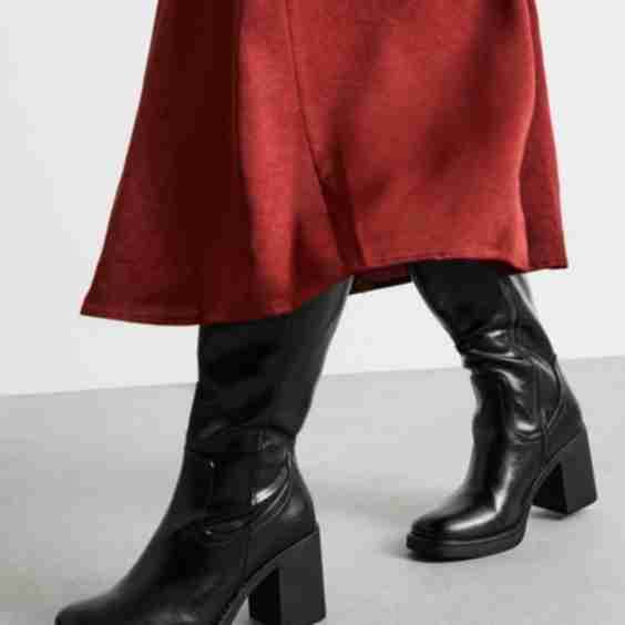 Carlie Faux Leather High Block Heel Platform Knee Boots