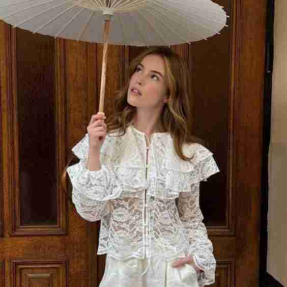 Floral Lace Ruffle Blouse