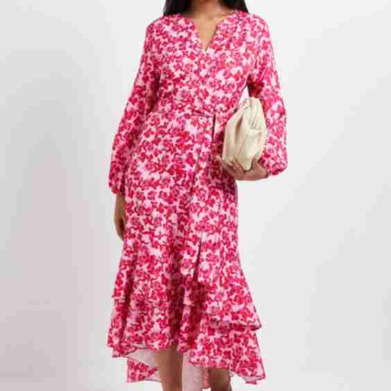 Petite Floral Print Button Midi Shirt Dress