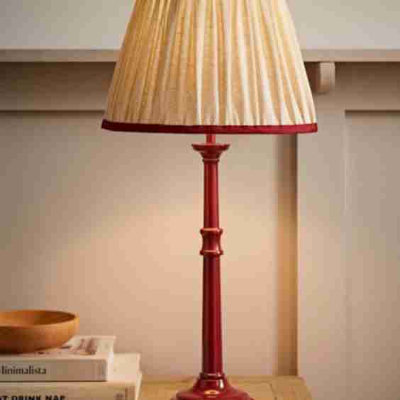 Clara Candlestick Table Lamp with Pleated Linen Shade