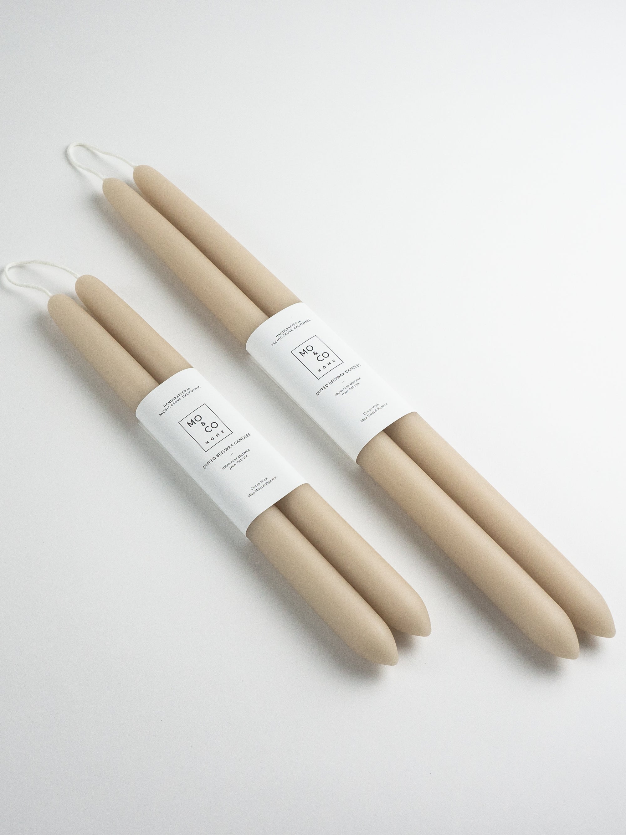 Clay-Dipped Beeswax Taper Candles