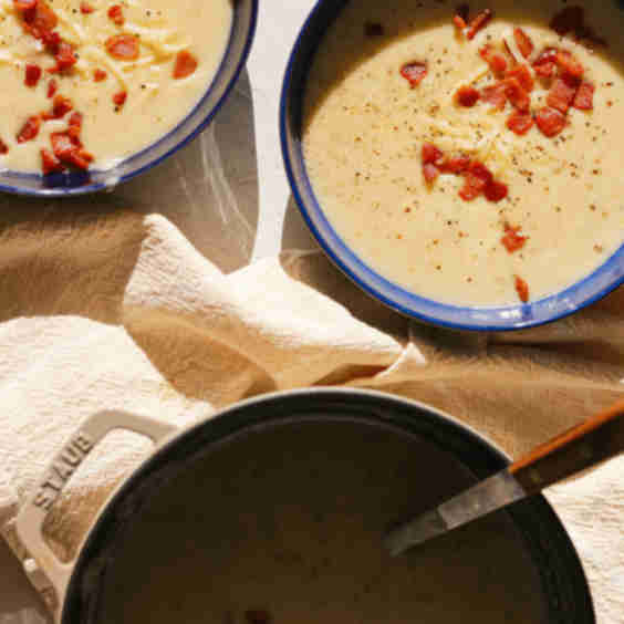 Smoked Cheddar Potato Bacon Soup