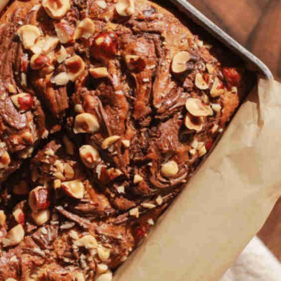 Chocolate Hazelnut Swirl Banana Bread