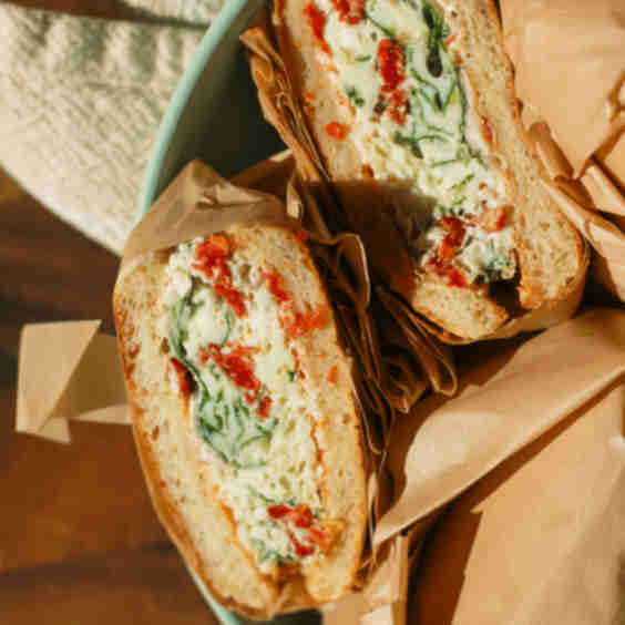 Spinach Feta Egg White English Muffin Sandwiches