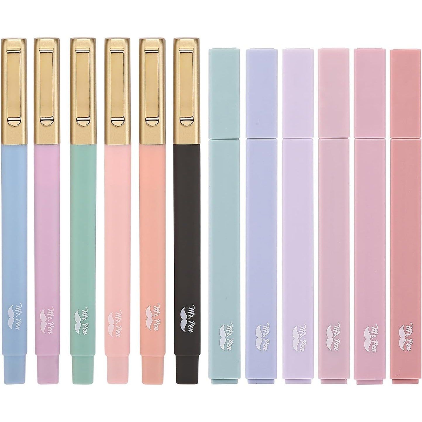 Aesthetic Highlighters & Ballpoint Pens 12 Pack