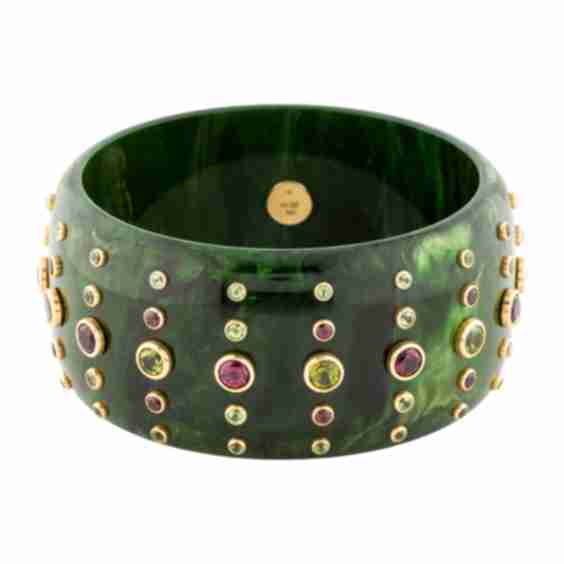 18K Peridot, Garnet and Bakelite Bangle (Pre-Owned)