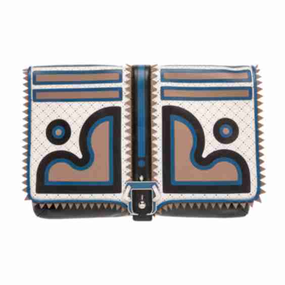 Leather Clutch with Silver-Tone Hardware (Pre-Owned)