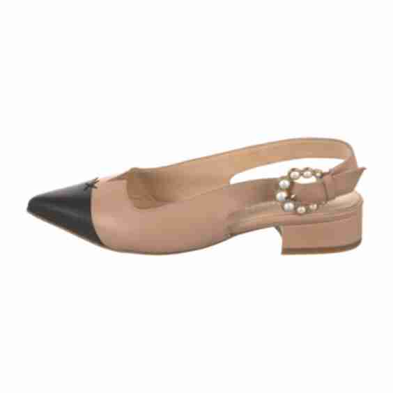 Pre-Owned Leather Colorblock Pattern Slingback Pumps