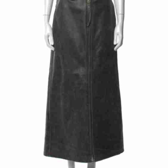 Leather Midi Length Skirt