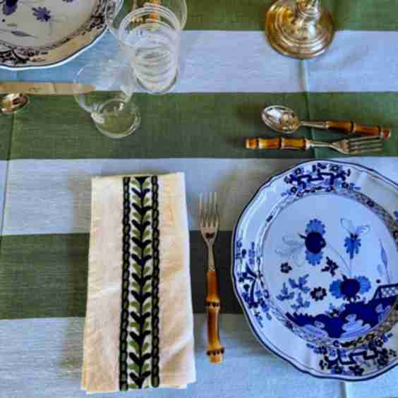 Lunch in Tangier Wide Striped Tablecloth