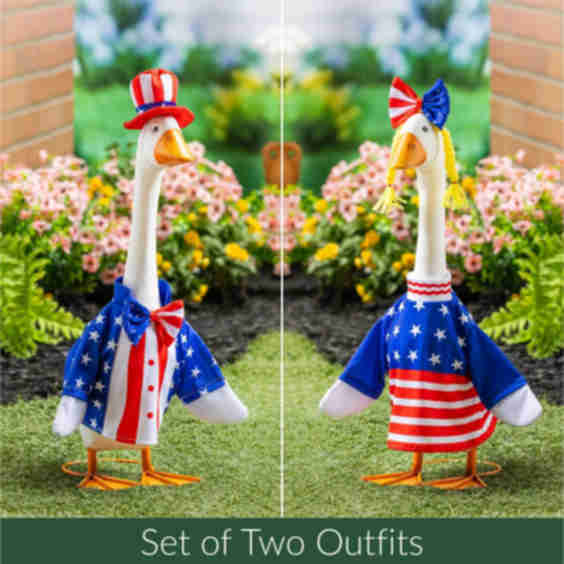 Giddy The Porch Goose Set Of 2 Patriotic Outfit