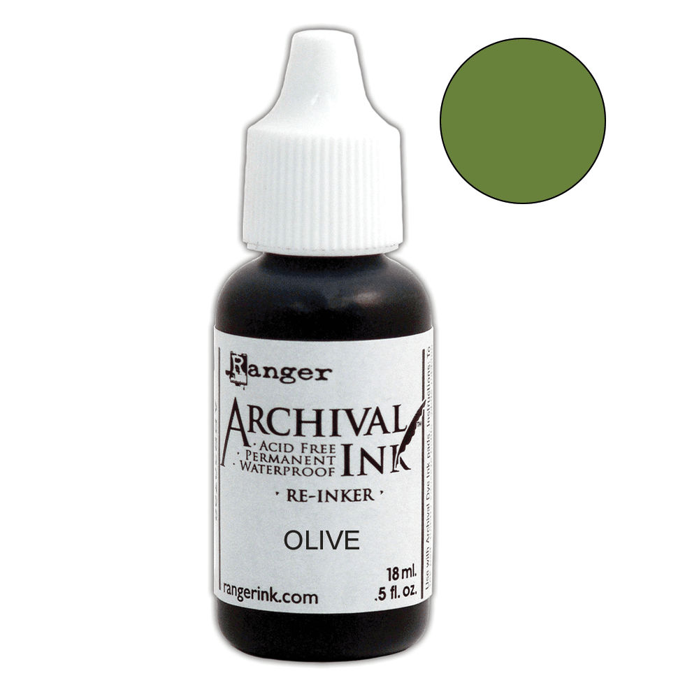 Archival Ink Pads Re-Inker Olive, 0.5oz