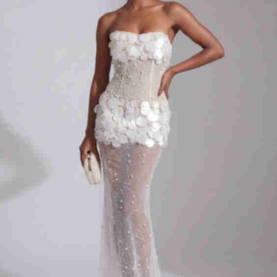 Prima Crystal Petal Embellished Gown