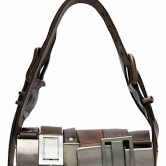 Brown Buckle Baguette Bag