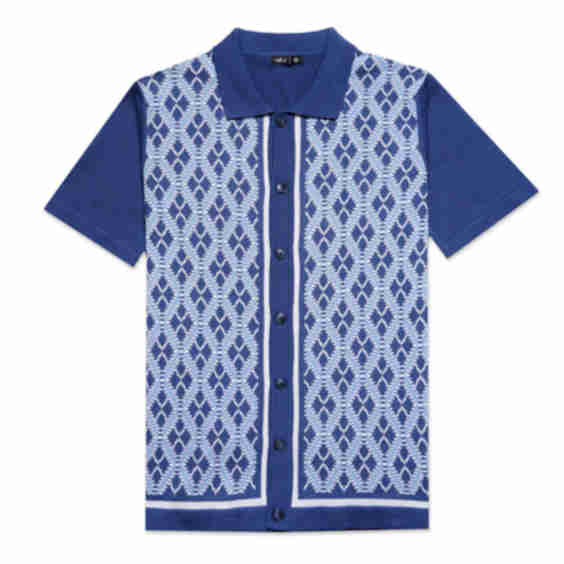 Diamond Weave Knit Polo Shirt 