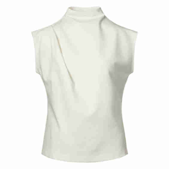 Ivory Cocktail Blouse Minimalist High Neck Event Top