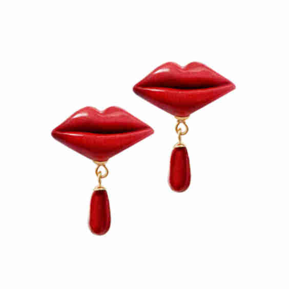 Lipstick Drop Lips Dangle Earring