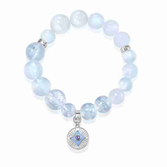 Five Elements Metal Moonstone Aura Pendant Crystal Gemstone Beads Bracelet