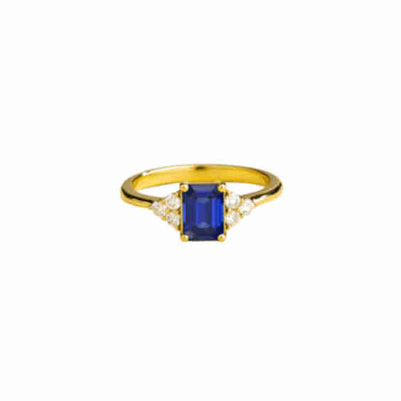 Chateau Gold Ring Blue Sapphire Diamonds