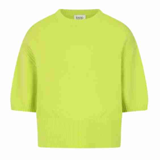 Ribbed Detail Lofty Cashmere Short-Sleeved Sweater