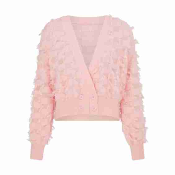 Fringed Checkerboard Cardigan 