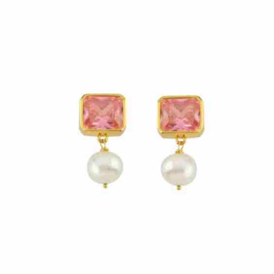 Small Pearl Crystal Stone Earring