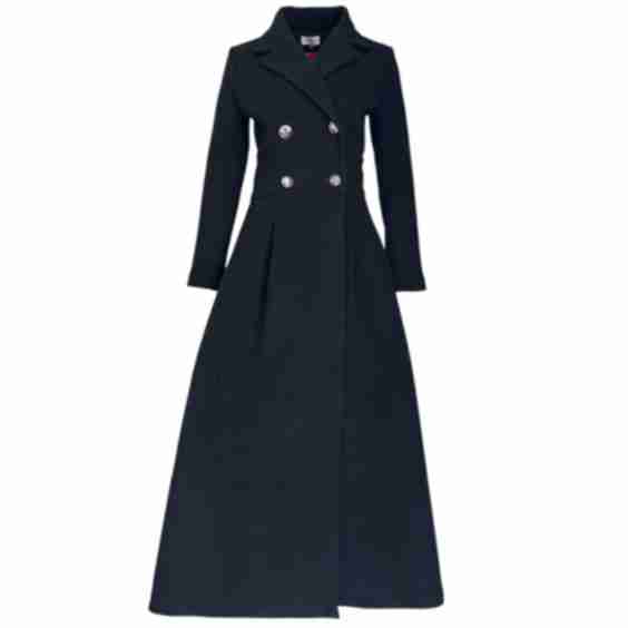 Elegant Long Wool Coat with Luxury Lining and Double-Breasted