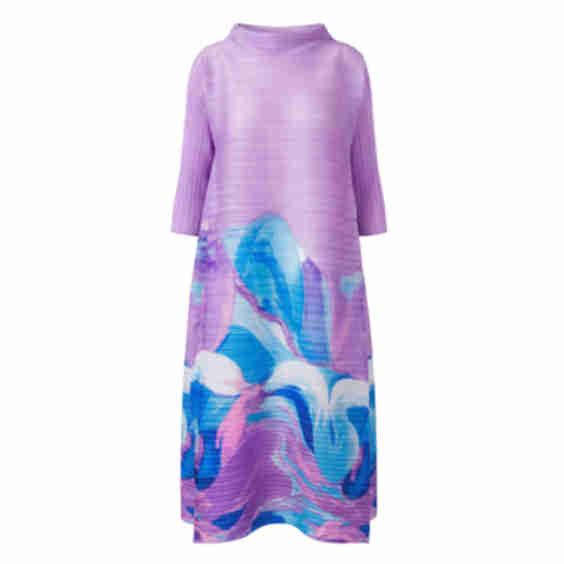 Print Full Pleated Dress