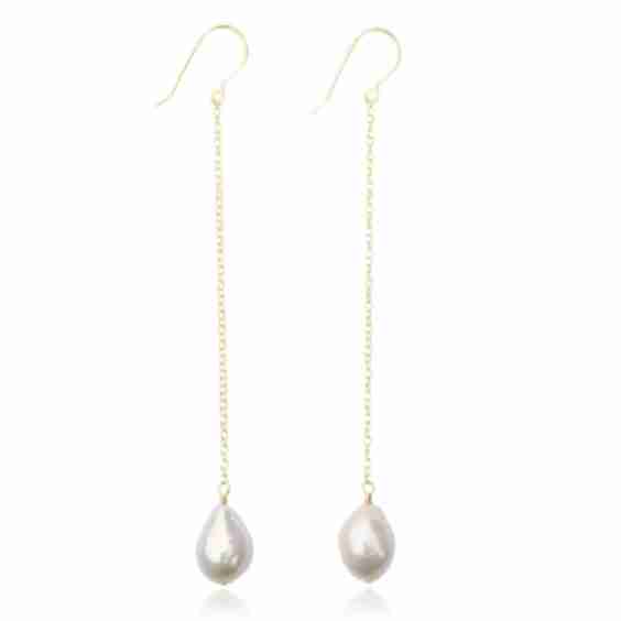 Alina Long Chain Pearl Earrings