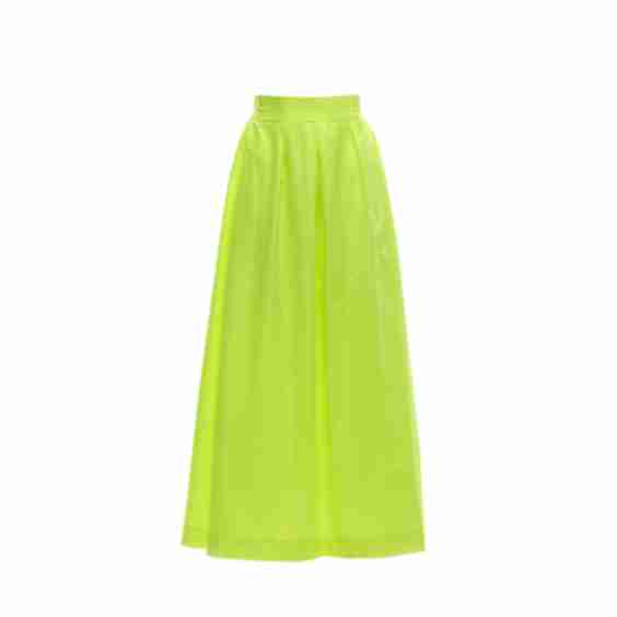 High-Waisted Neon Green Maxi Skirt With Elastic Waistband