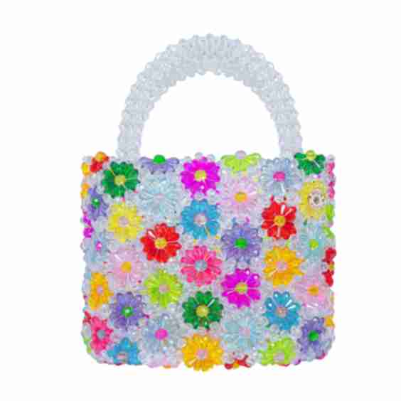 Bright Blooms On White Floral Pop Bead Bag