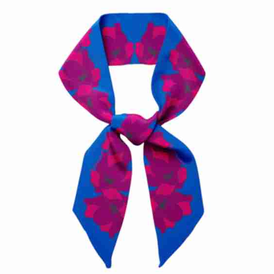 Flor Blue The Silk Skinny Scarf Design In France Made In Italy