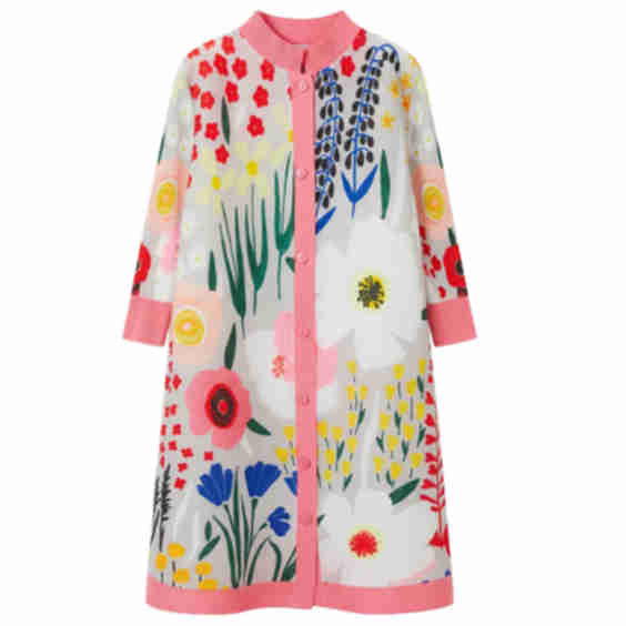 Painterly Wildflower Sheer Pleated Shirt Dress