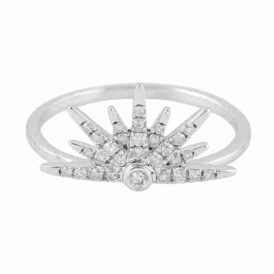 Designer Sunburst Inspired Diamond Ring In White Gold