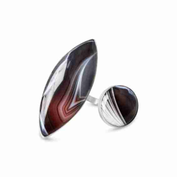 Botswana Agate Double Stone Statement Ring