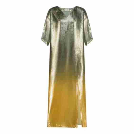 Shadow of Sequin Ombre Shimmer Kaftan Dress with Front Slit