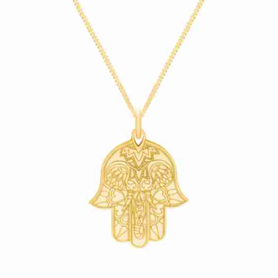Gold Hamsa Hand Pendant Necklace